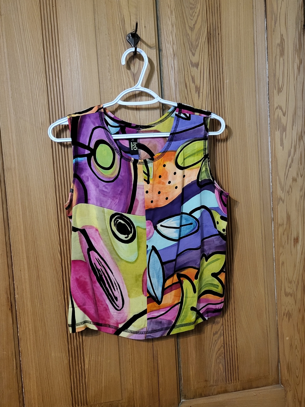 IRO Design 100% Silk Multi-Color Printed Top, Size Medium